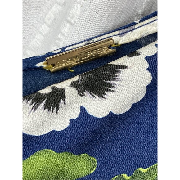 0 Adam Lippes Blue Floral Silk Dress Asian Lotus Print - Picture 3 of 5